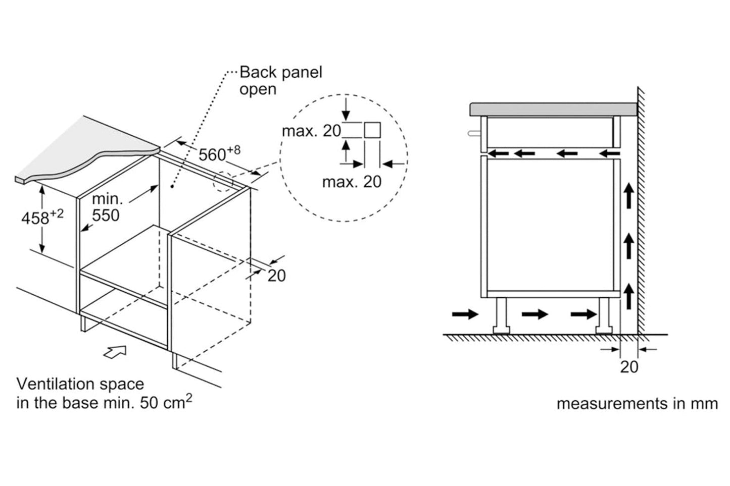 Bosch Series 4 44L 900W Built-in Combination Microwave Oven | CMA583MS0B | Stainless Steel