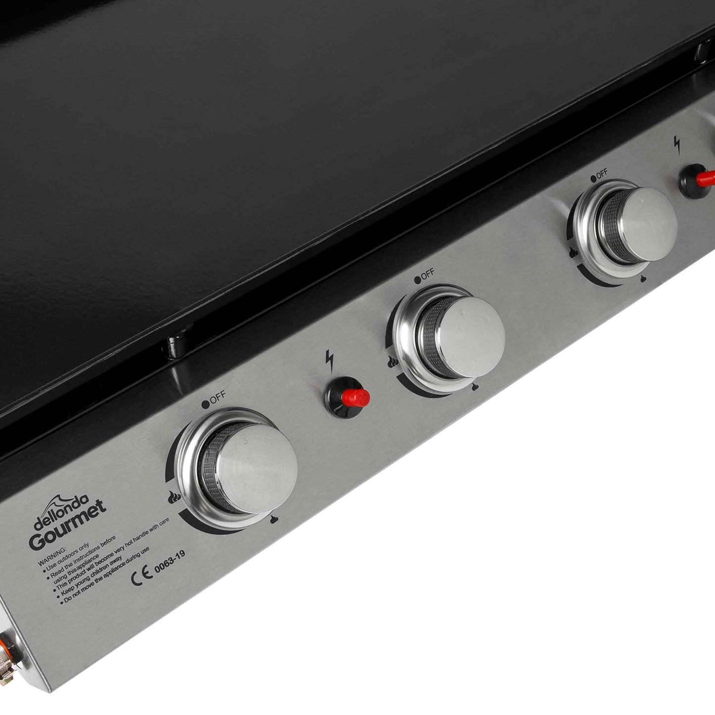 4 Burner Portable Gas Plancha 10kW BBQ Griddle, Stainless Steel - DG23