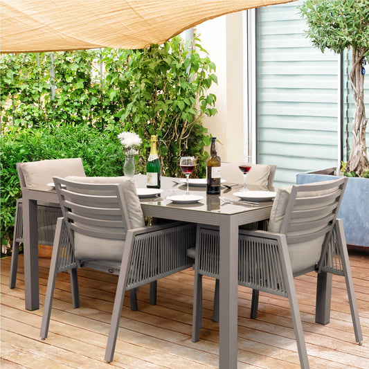 Dellonda Fusion 5 Piece Outdoor Dining Set with Weatherproof Aluminium Frame - DG275