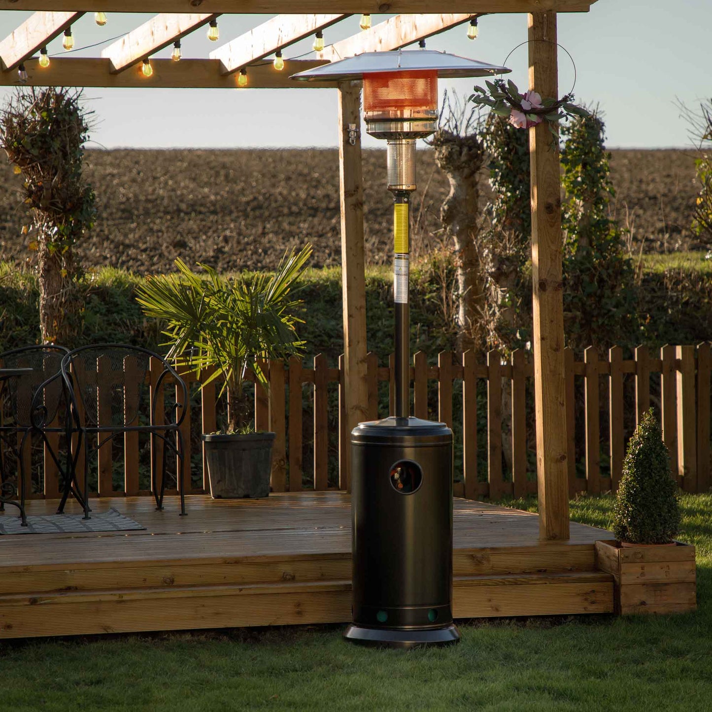 Freestanding Gas Patio Heater 13kW with Wheels & Cover for Commercial & Domestic Use, Black - DG220