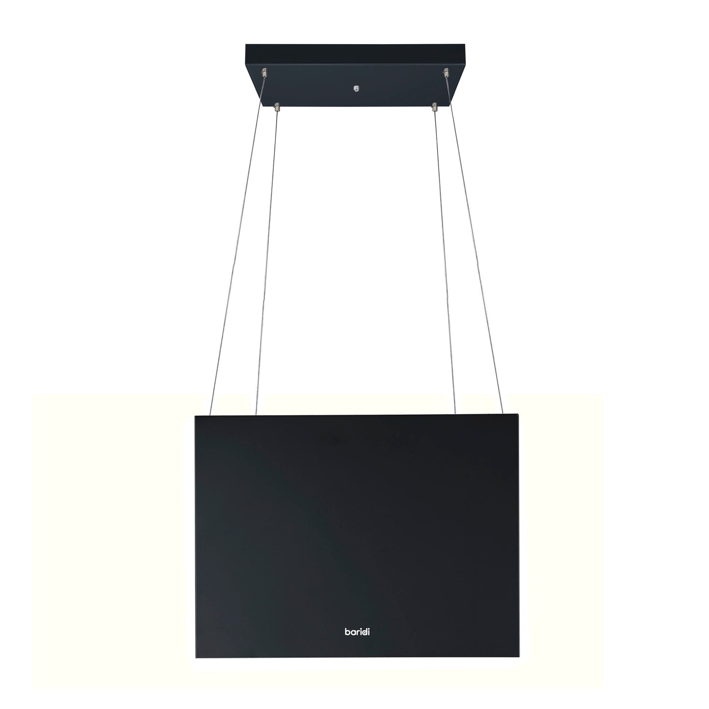 Baridi Island Cooker Hood, Square, 40cm, 3-Speed, Black - DH109