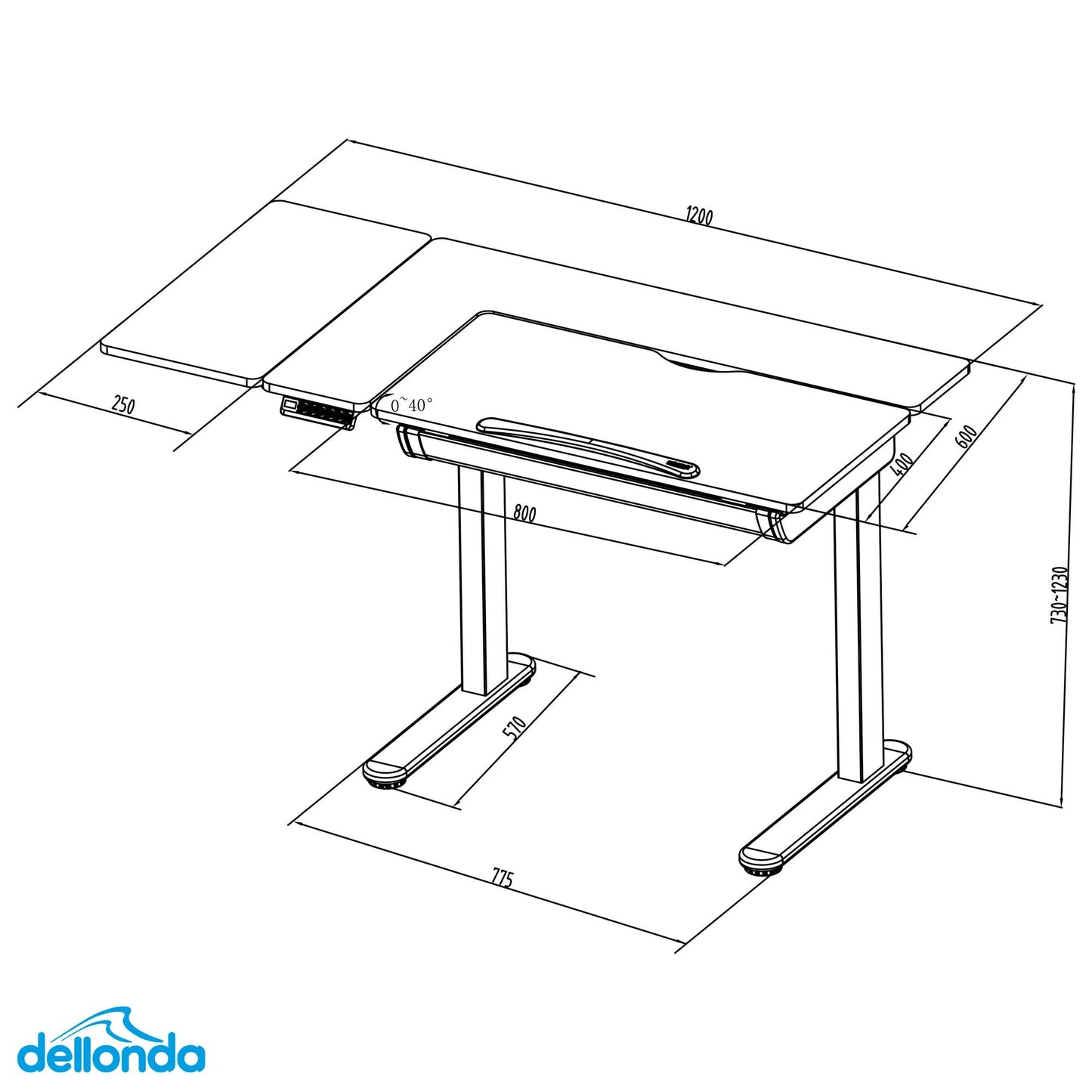 Electric Standing Drafting Desk, Drawing Sit/Stand Table with 0°-40° Tilt & Drawer - DH71
