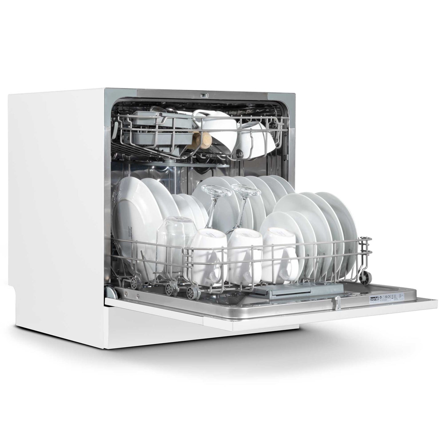 Baridi Compact Tabletop Dishwasher 8 Place Settings, 6 Programmes, Low Noise, 8L - White - DH86
