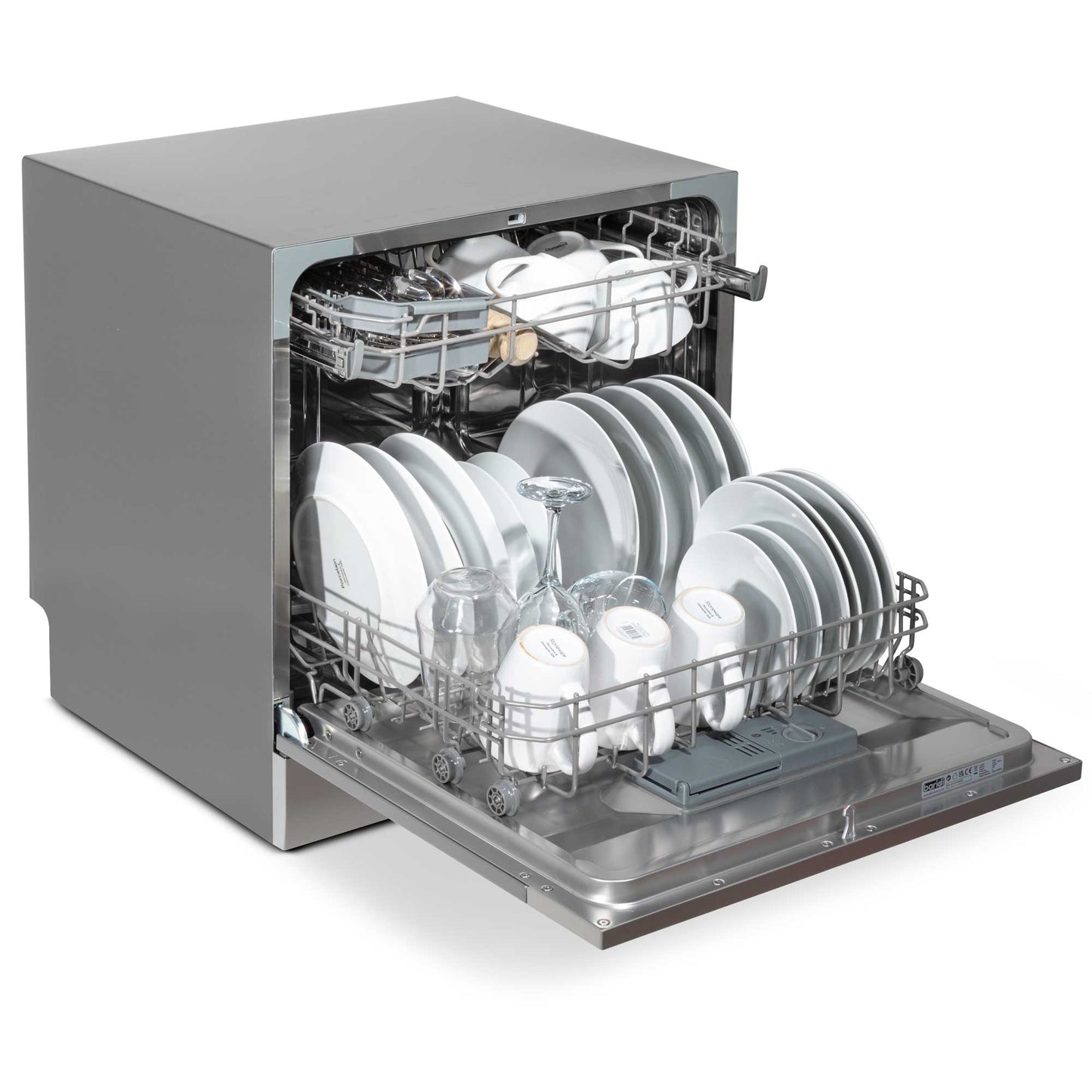 Baridi Compact Tabletop Dishwasher 8 Place Settings, 6 Programmes, Low Noise, 8L - Silver - DH87