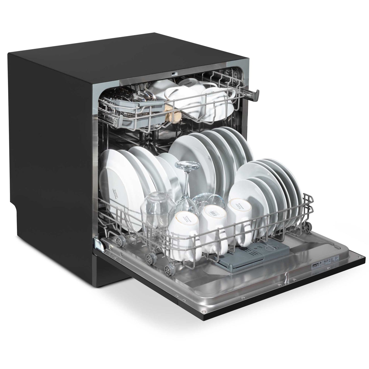 Baridi Compact Tabletop Dishwasher 8 Place Settings, 6 Programmes, Low Noise, 8L - Black - DH88