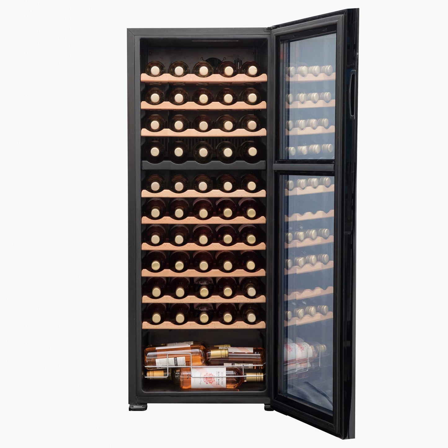 Baridi 55 Bottle Dual Zone Wine Cooler, Fridge, Touch Controls, Wooden Shelves, LED - DH93