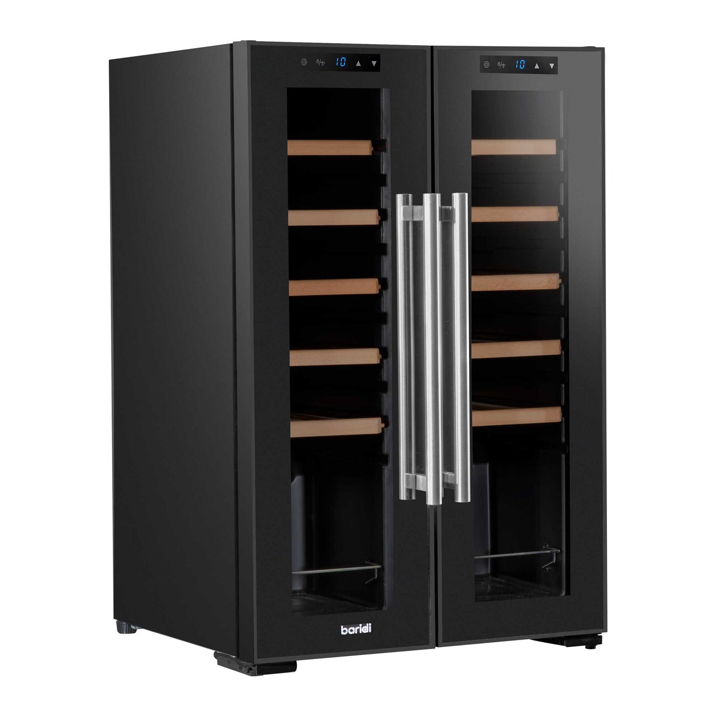 Baridi 24 Bottle Dual Zone Wine Cooler, Fridge, Touch Screen, LED Light, Mirror Glass Door - DH97