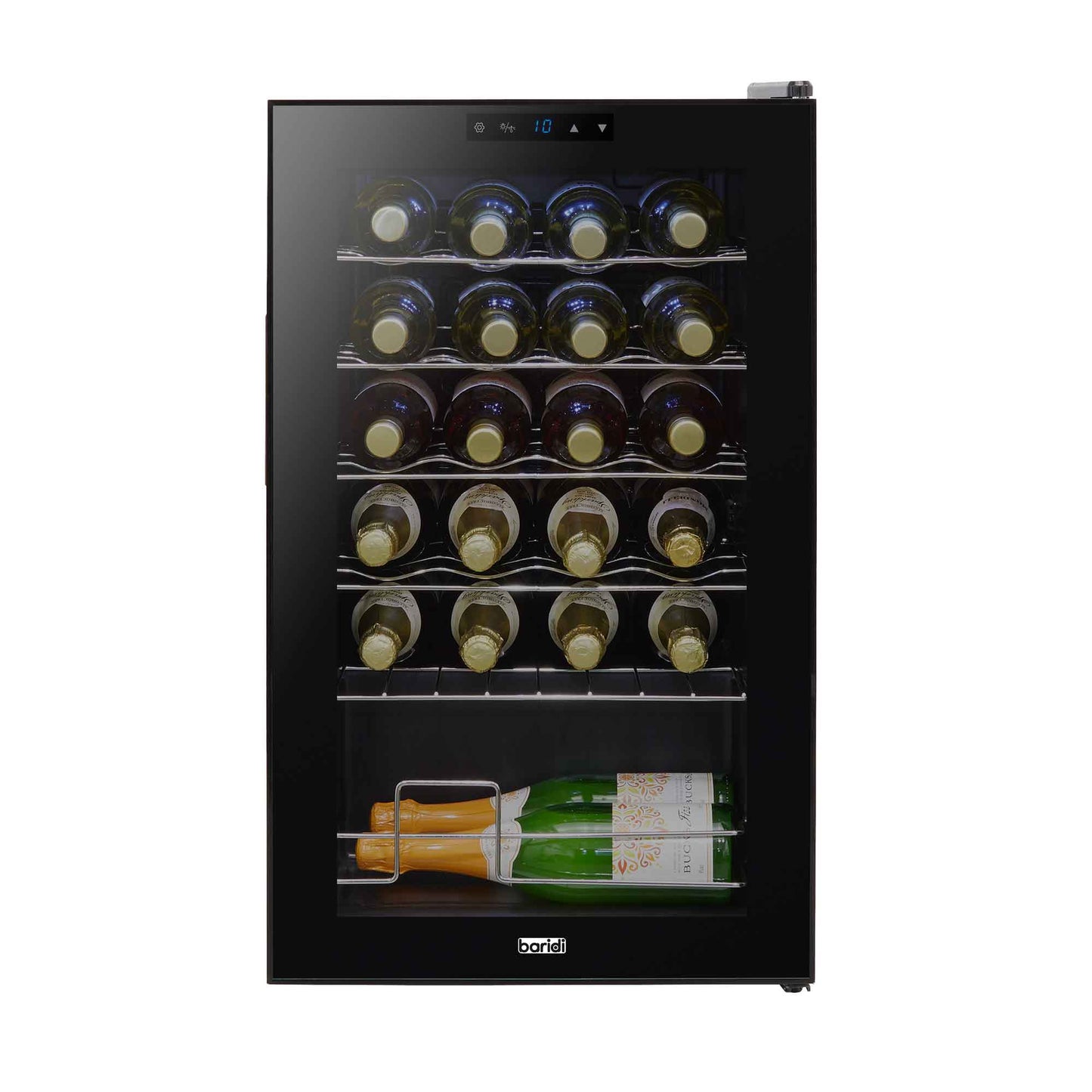 Baridi 24 Bottle Wine Cooler Fridge with Digital Touch Screen Controls & LED Light, Black - DH9