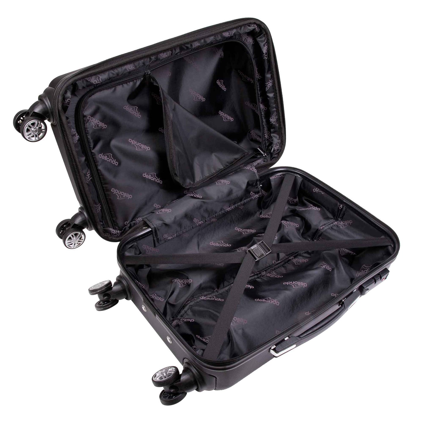 3 Piece Lightweight Luggage Suitcase Trolley Set, ABS, TSA Lock - Black - DL11