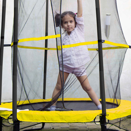 55" Kids Mini Trampoline with Safety Enclosure Net - Ages 3 to 8 - DL65