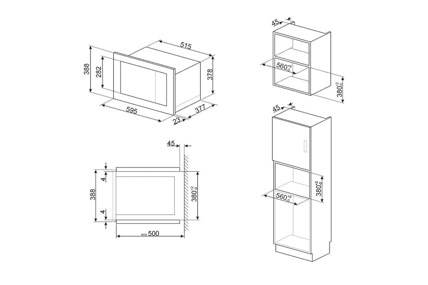 Smeg 25L 900W Built-in Microwave with Grill | FMI325X | Stainless Steel