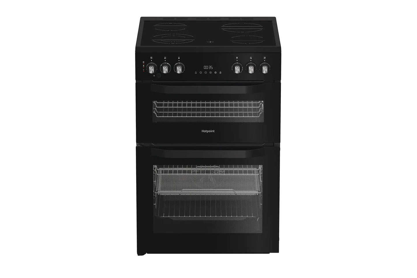 Hotpoint 60cm Double Oven Electric Cooker with Air Fry | HDE6VDCASB1 | Black