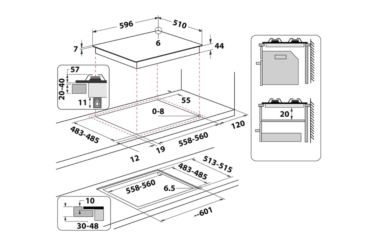 Hotpoint 60cm 4 Burner Gas Hob | HGS61SBK | Black