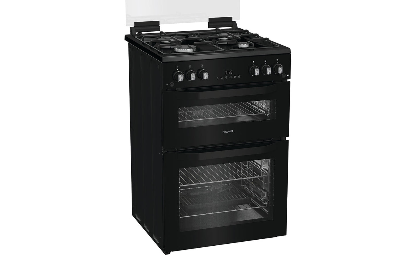 Hotpoint 60cm Freestanding Double Gas Cooker | HDG6GDCB1 | Black