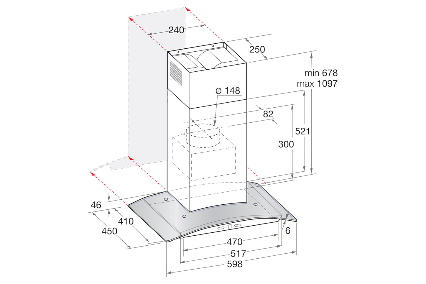 Indesit 60cm Wall Mounted Cooker Hood | IHGC65LMX