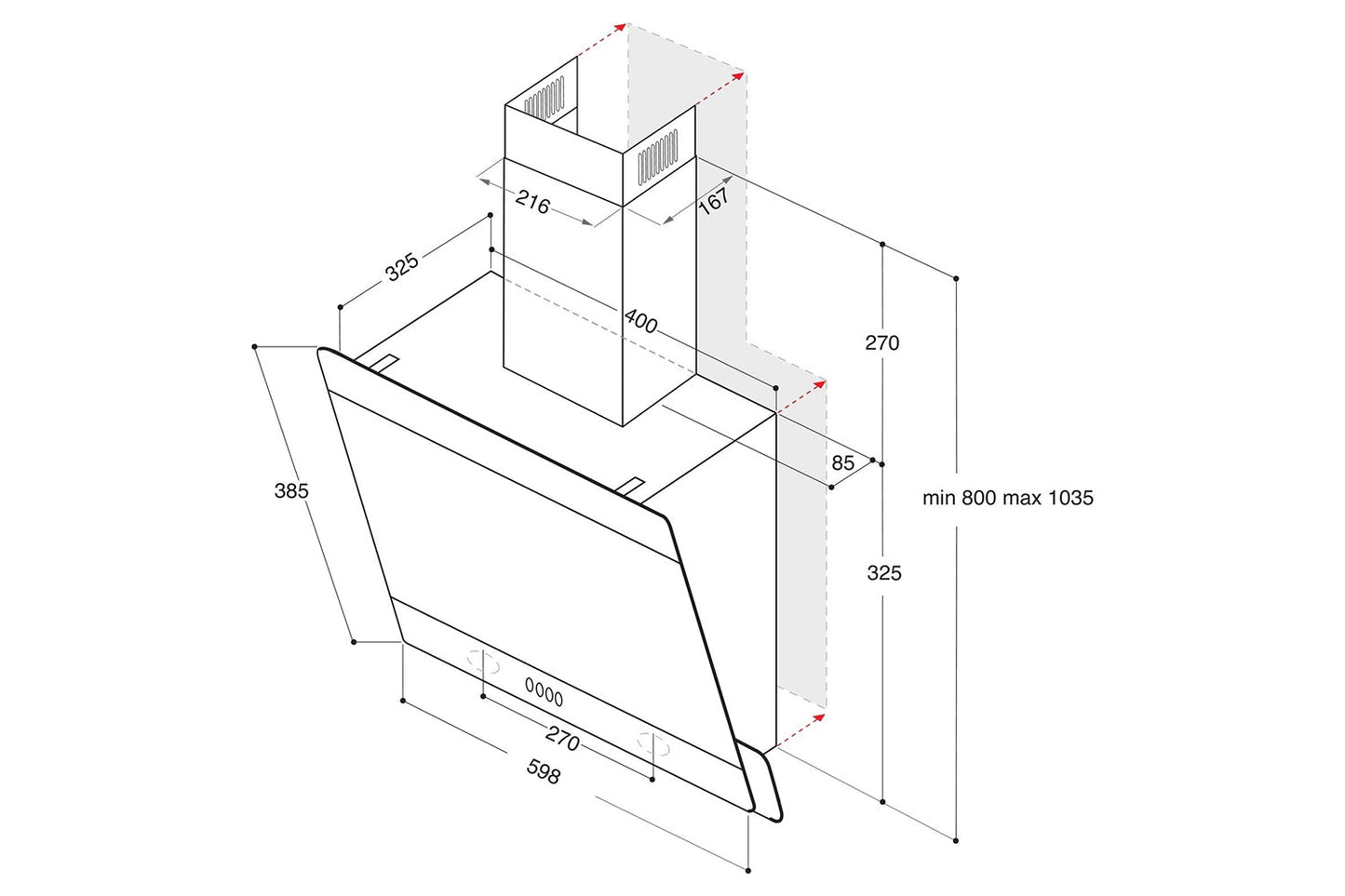 Indesit 60cm Angled Cooker Hood | IHVP65FLMK