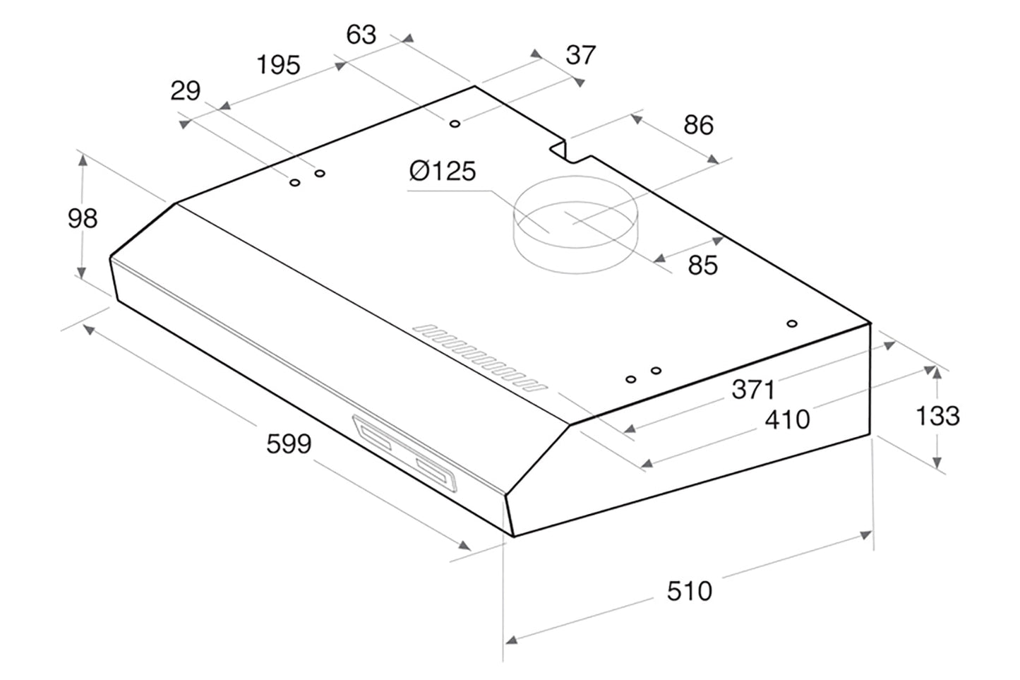 Indesit 60cm Visor Cooker Hood | ISLK66LSX