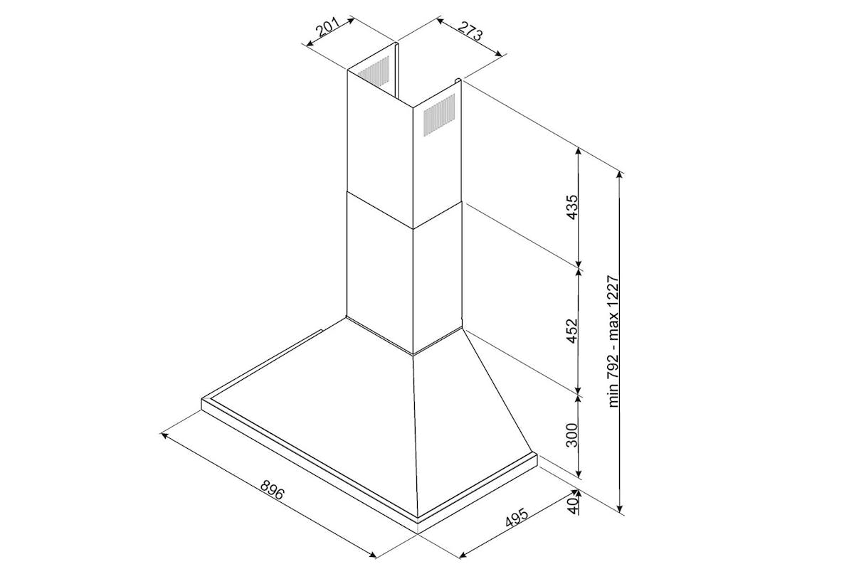 Smeg 90cm Chimney Hood | KPF9BL | Black