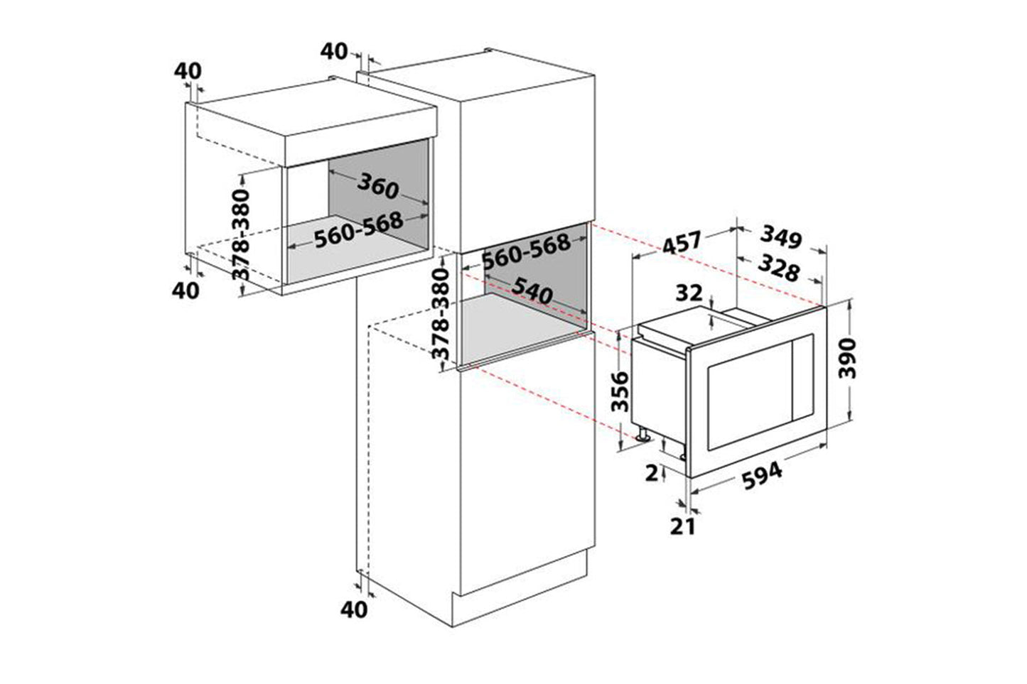 Indesit Built in Microwave | MWI120GX | Stainless Steel