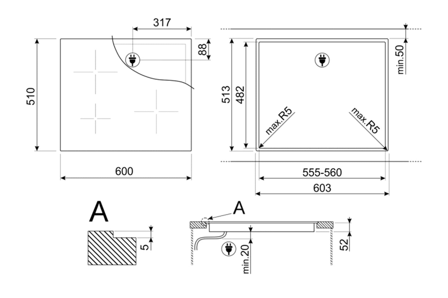 Smeg 60cm Universal Built-in Induction Hob | SI2641D