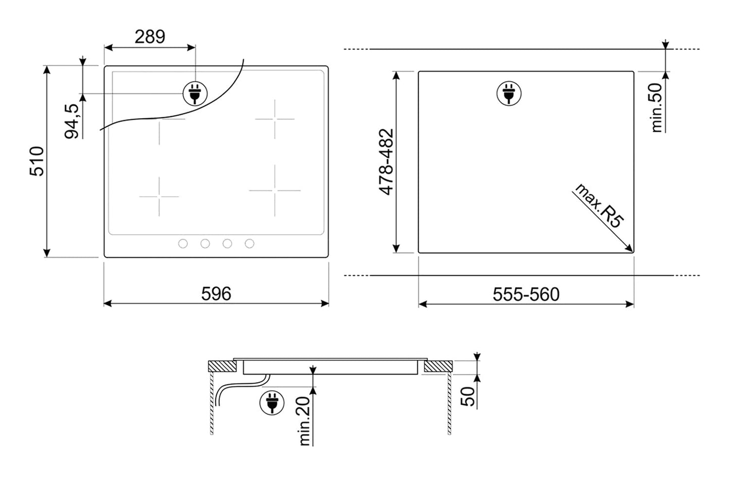 Smeg 60cm Victoria Built-in Induction Hob | Cream