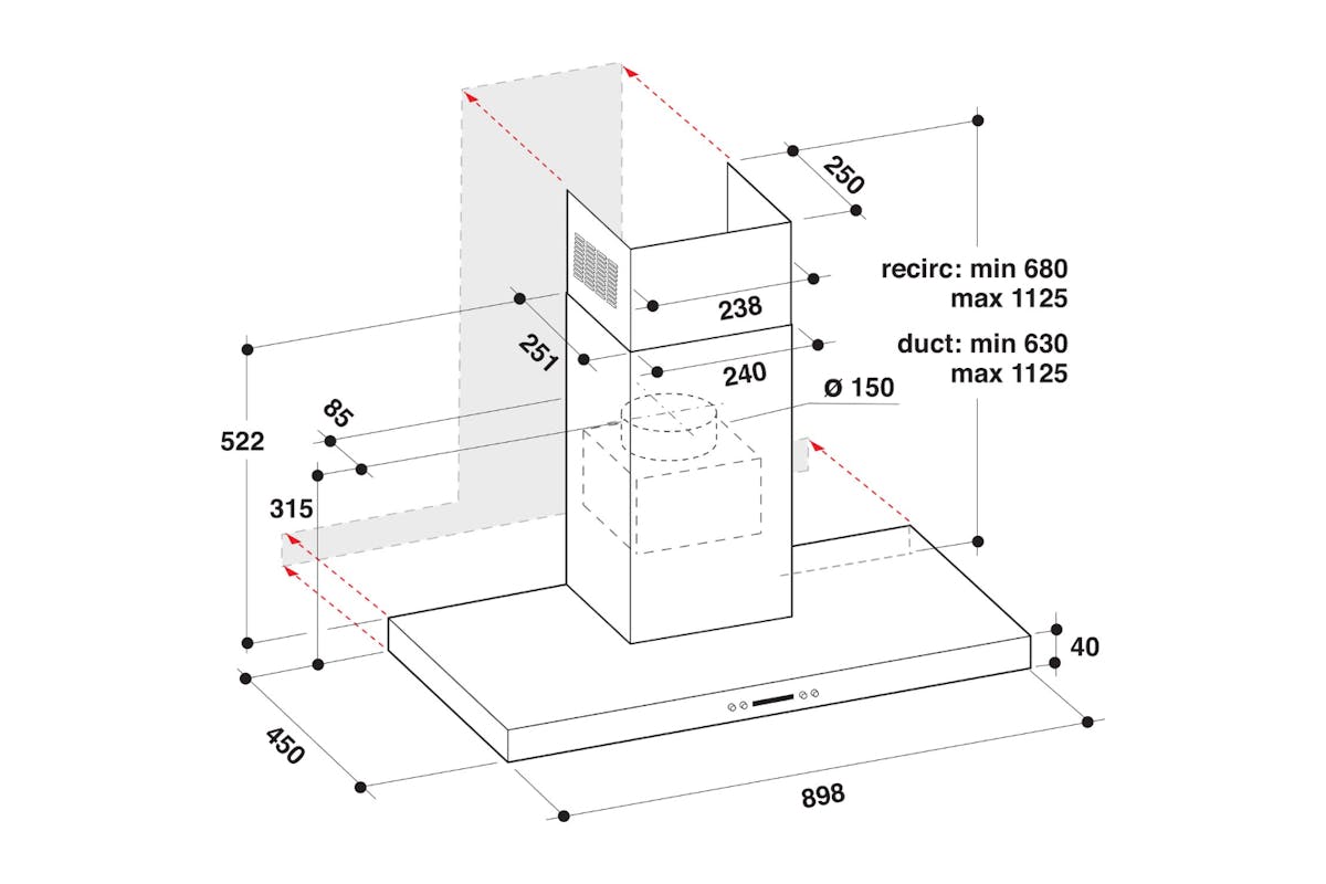 Whirlpool 90cm Wall Mounted Hood | WHBS93FLEX