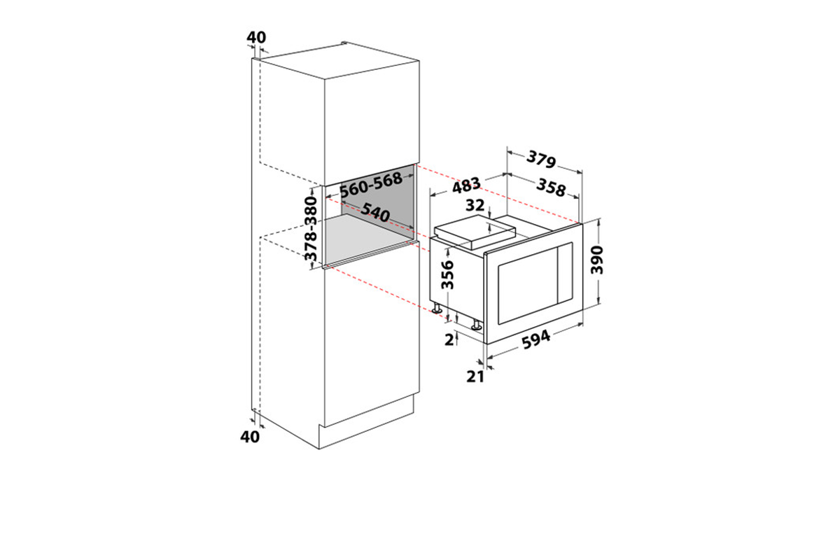 Hotpoint 25L 900W Built-in Microwave | MF25GIXH | Stainless Steel