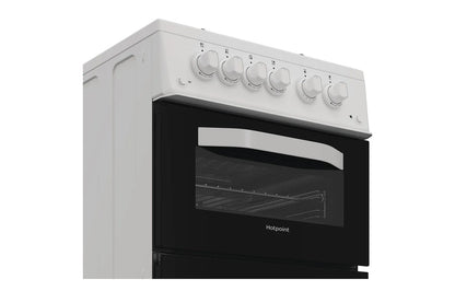Hotpoint 50cm Double Oven Gas Cooker with Glass Lid  | HTG5GCWL