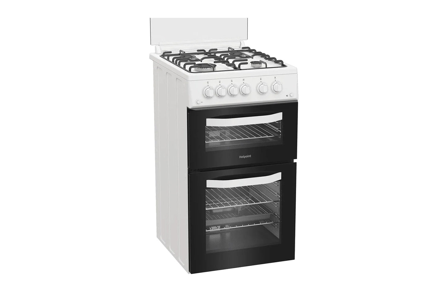 Hotpoint 50cm Double Oven Gas Cooker with Glass Lid  | HDG5GCW