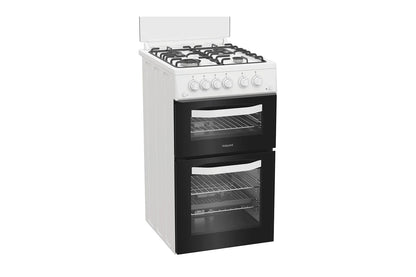 Hotpoint 50cm Double Oven Gas Cooker with Glass Lid  | HDG5GCW