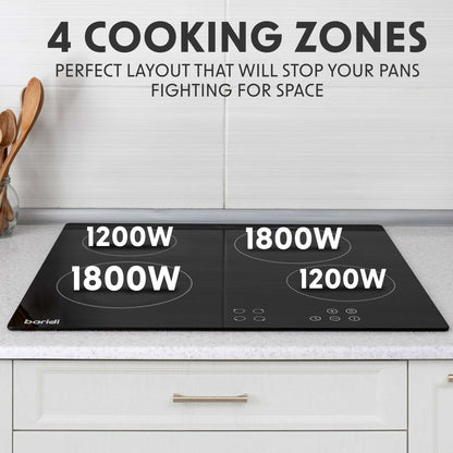 Baridi 4 Zone Ceramic Hob, 5 Function Fan-Assisted Oven & Angled Cooker Hood Bundle - DH186