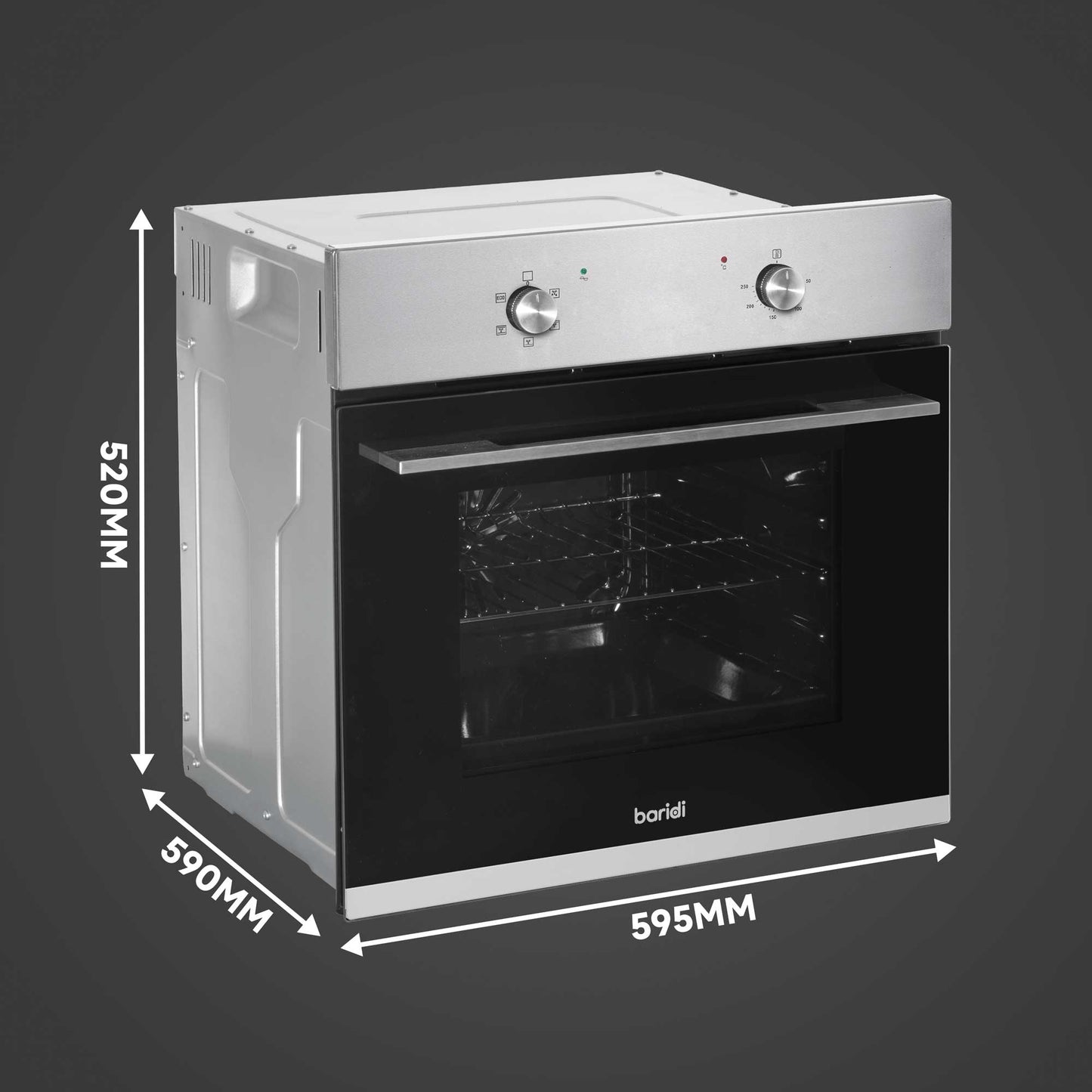 Baridi Ceramic Hob with 4 Zones, Fan-Assisted Electric Oven & Cooker Hood - DH188