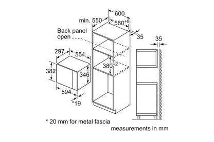 Bosch Series 4 20L 800W Built-in Microwave | BFL523MB0B | Black