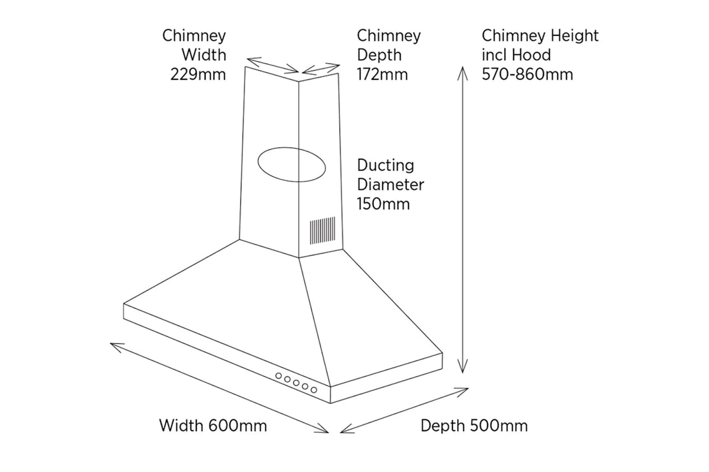 Belling 60cm Chimney Hood | CHIM600RSS