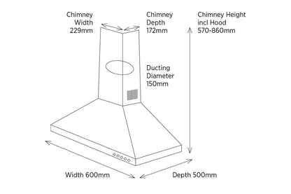 Belling 60cm Chimney Hood | CHIM600RSS