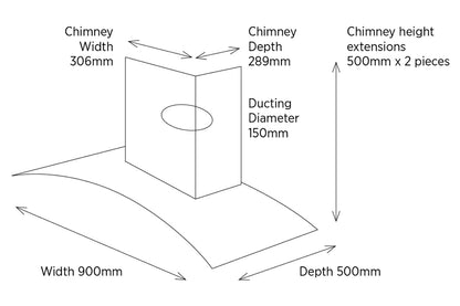 Belling 90cm Curved Glass Chimney Hood | CHIM904GSTA