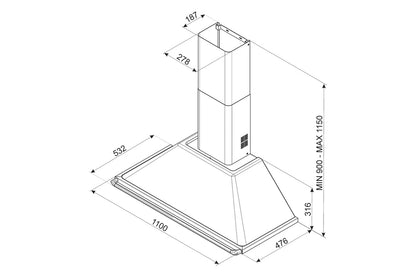 Smeg 110cm Victoria Chimney Hood | KTR110XE | Stainless Steel