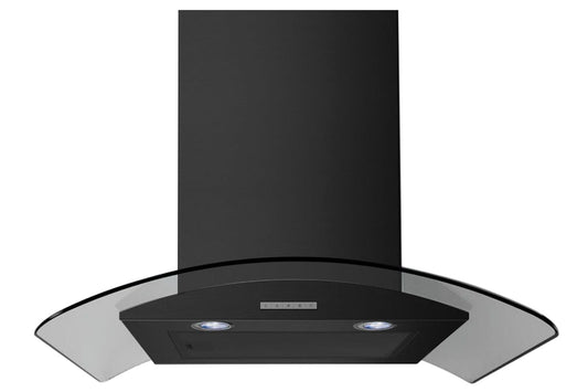 Belling 60cm Curved Glass Chimney Hood | CHIM604GBLK