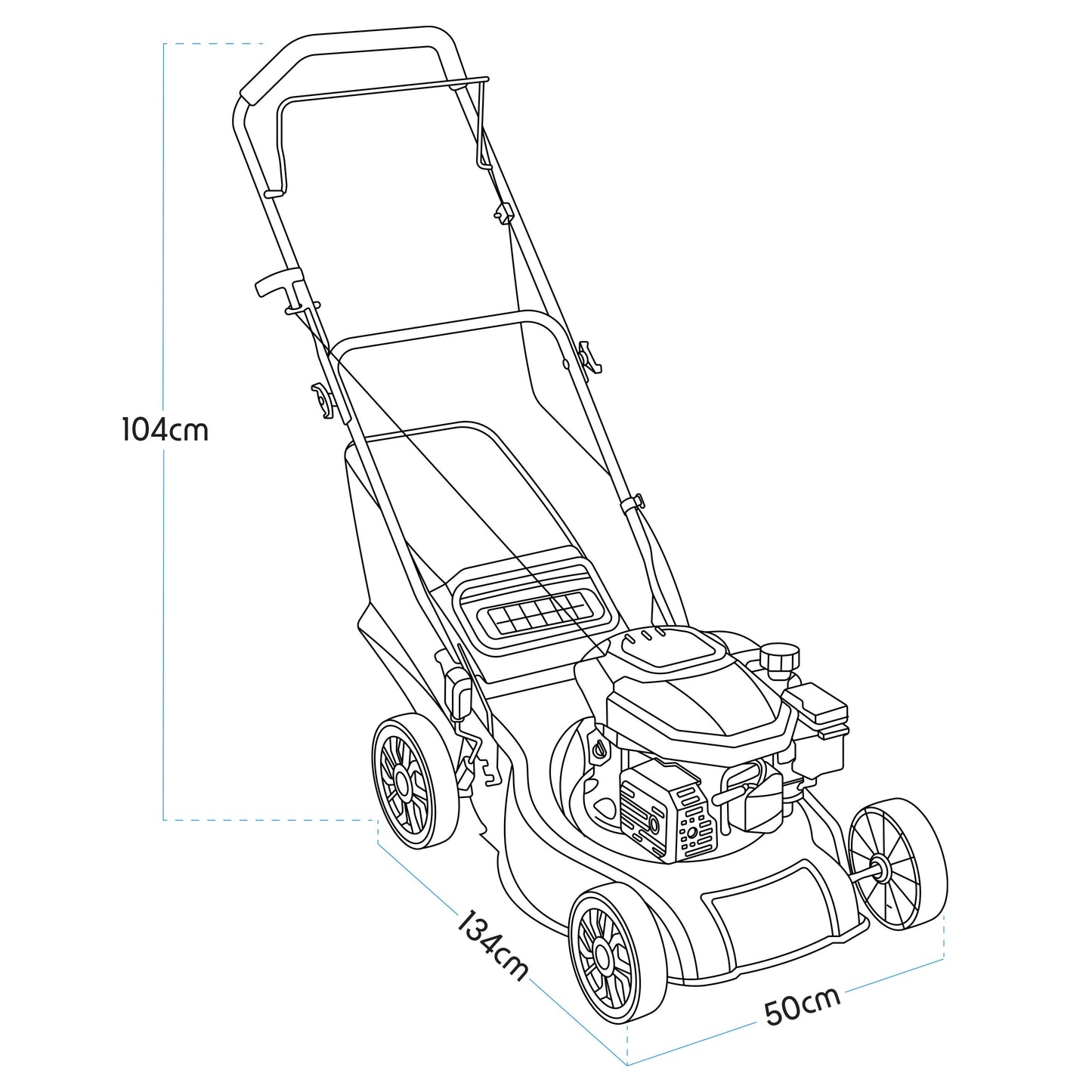 127cc 16"/41cm Hand-Propelled Petrol Lawnmower, 4-Stroke - DG100