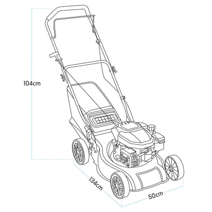 127cc 16"/41cm Hand-Propelled Petrol Lawnmower, 4-Stroke - DG100