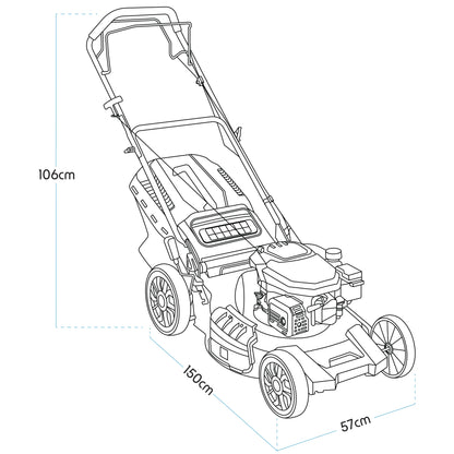 170cc 20"/51cm Self-Propelled Petrol Lawnmower, 4-Stroke - DG102