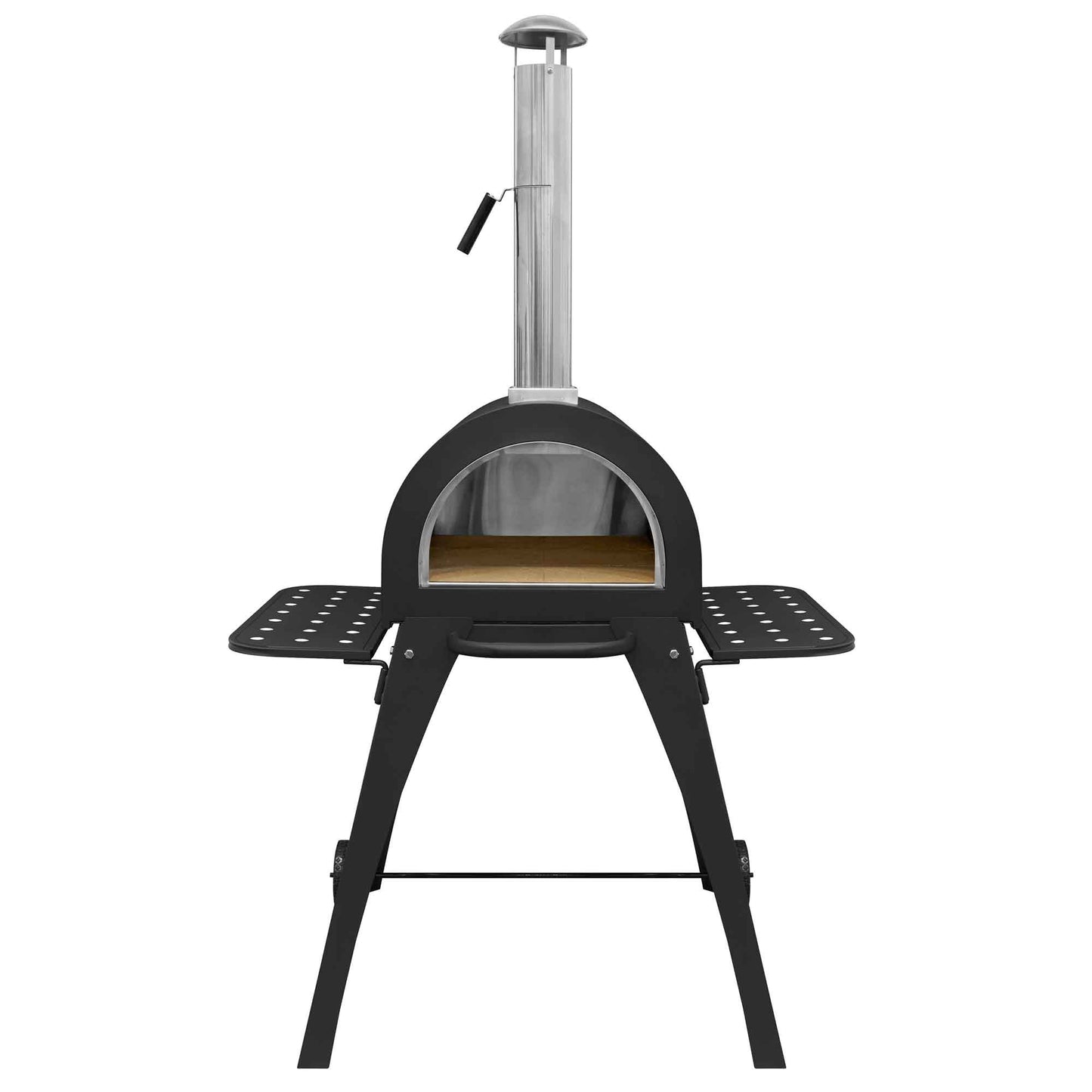 Freestanding Outdoor Wood-Fired Pizza Oven & Smoker with Side Shelves & Stand - DG103