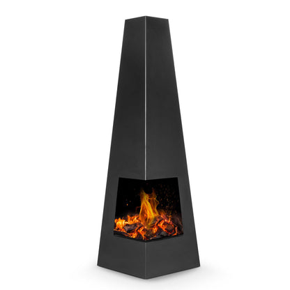 Pyramid Chiminea, Wood Burner, Heater for Outdoors/Gardens/Patio - Black Steel - DG105
