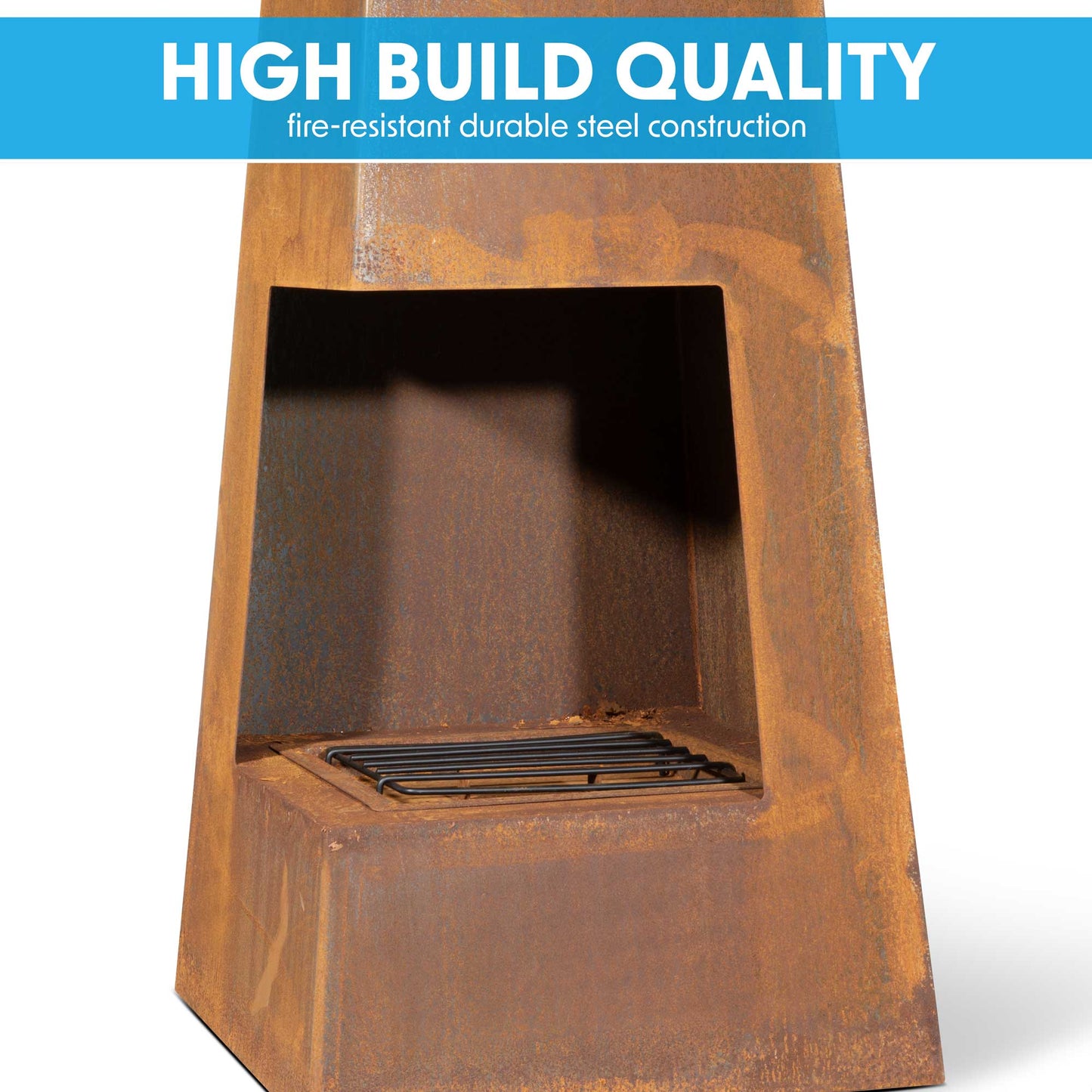 Pyramid Chiminea, Wood Burner, Heater for Outdoors/Garden/Patio - Corten Steel - DG106