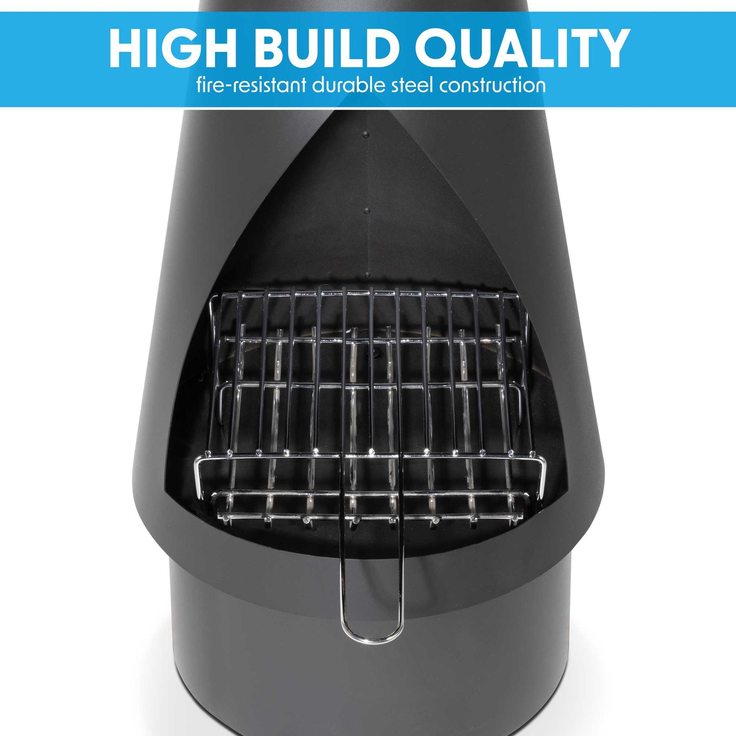 Outdoor Chiminea, Fireplace, Fire Pit - Black Steel - DG109