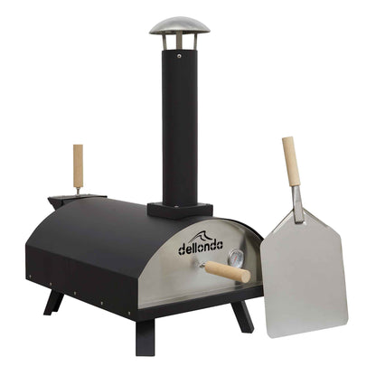 Wood-Fired 14" Pizza Oven and Smoking Oven - Portable, Black/Stainless Steel - DG10
