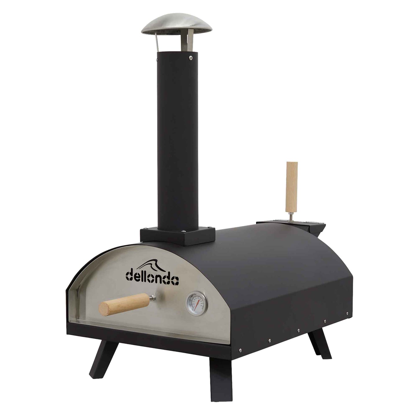 Wood-Fired 14" Pizza Oven and Smoking Oven - Portable, Black/Stainless Steel - DG10