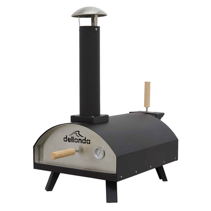 Wood-Fired 14" Pizza Oven and Smoking Oven - Portable, Black/Stainless Steel - DG10