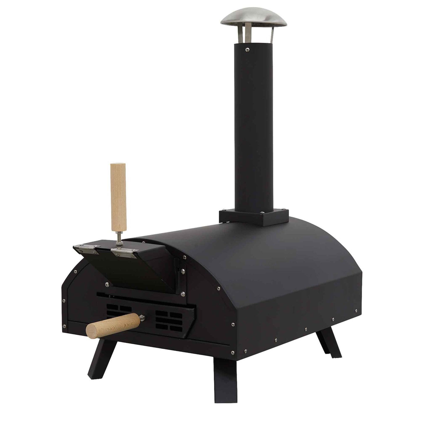 Wood-Fired 14" Pizza Oven and Smoking Oven - Portable, Black/Stainless Steel - DG10