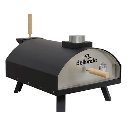 Wood-Fired 14" Pizza Oven and Smoking Oven - Portable, Black/Stainless Steel - DG10
